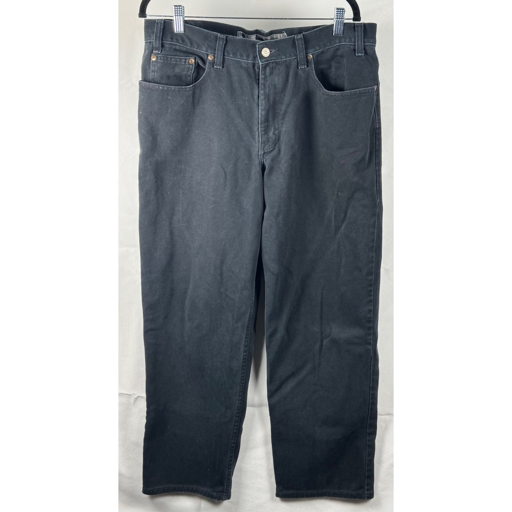 Eddie Bauer Mens Relaxed Fit Black Cotton Denim Straight Leg Jeans 32x28 - Picture 1 of 11